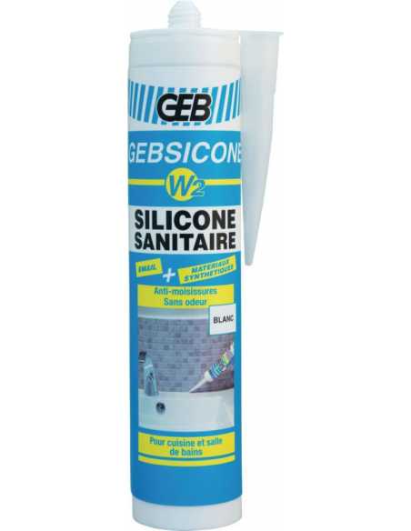 Mastic silicone sanitaire spécial acrylique et émail W2                                                                                                                                                  CONSOMMABLES CONSOMMABLES CONSOMMABLE GEB S.A.S.