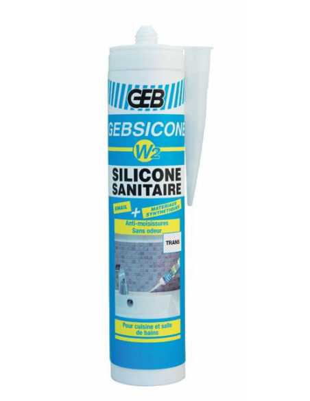 Mastic silicone sanitaire spécial acrylique et émail W2                                                                                                                                                  CONSOMMABLES CONSOMMABLES CONSOMMABLE GEB S.A.S.