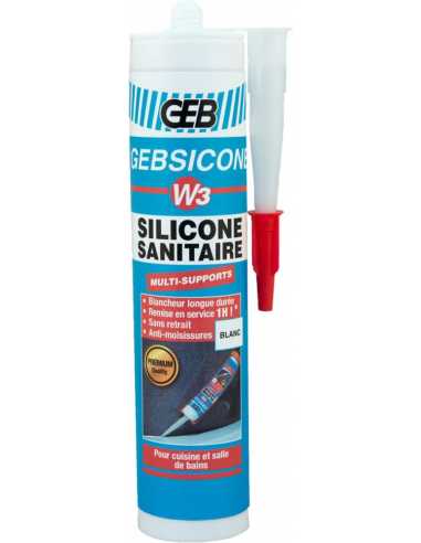 Mastic 100% silicone d'étanchéité W3                                                                                                                                                                     CONSOMMABLES CONSOMMABLES CONSOMMABLE GEB S.A.S.