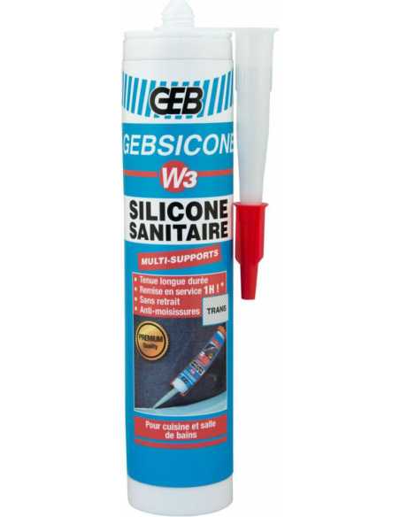 Mastic 100% silicone d'étanchéité W3                                                                                                                                                                     CONSOMMABLES CONSOMMABLES CONSOMMABLE GEB S.A.S.