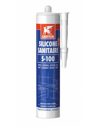 Mastic silicone sanitaire anti-fongique S-100 300ml                                                                                                                                                      CONSOMMABLES CONSOMMABLES CONSOMMABLE GRIFFON FRANCE SARL