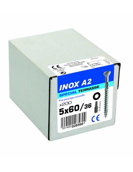 Vis terrasse inox A2 TORX                                                                                                                                                                                QUINCAILLERIE FIXATIONS BOULONNERIES/VISSERIES VYNEX