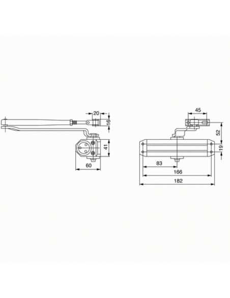 Ferme-porte bras compas DC110-A argent                                                                                                                                                                   QUINCAILLERIE SERRURERIE SERRURERIE DIVERS BEZAULT SAS