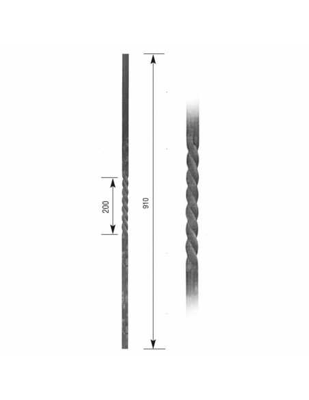 Barreau de balcon 910mm torsadé                                                                                                                                                                          QUINCAILLERIE SERRURERIE SERRURERIE DIVERS BOSI LA FORGE ARTISTIQUE