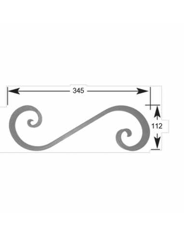 Volute fer plat 112x345                                                                                                                                                                                  QUINCAILLERIE SERRURERIE SERRURERIE DIVERS BOSI LA FORGE ARTISTIQUE