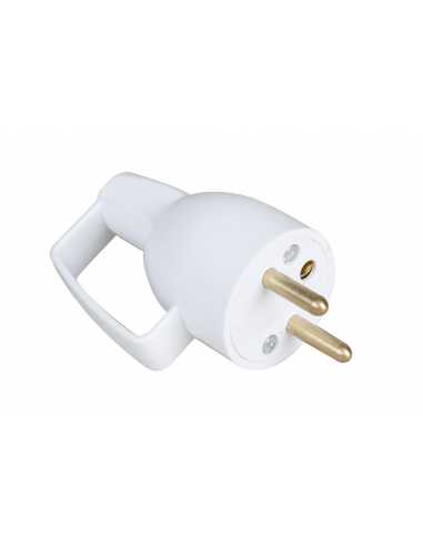 Fiche plastique à coiffe Blanche 16A 2P+T (à anneau)                                                                                                                                                     ELECTRICITE ACCESSOIRE HABITAT PETIT TERTI DOUILLE FICHE PRISE MULTIPRISE EUR'OHM