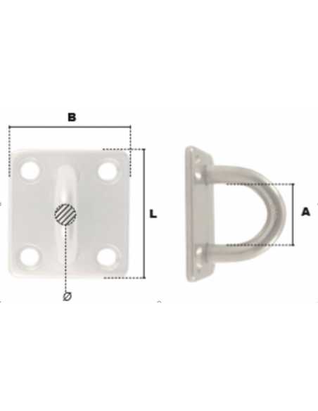 Pontet sur platine carrée inox                                                                                                                                                                           QUINCAILLERIE LEVAGE ACCESSOIRES CABLE PRAMAC SAS