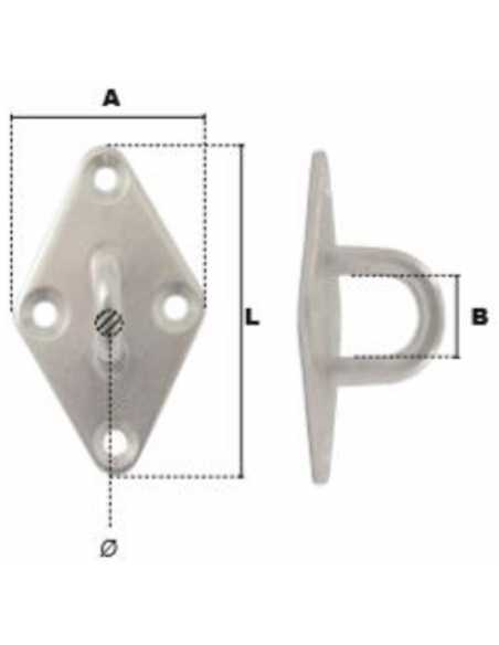 Pontet sur platine losange inox                                                                                                                                                                          QUINCAILLERIE LEVAGE ACCESSOIRES CABLE PRAMAC SAS