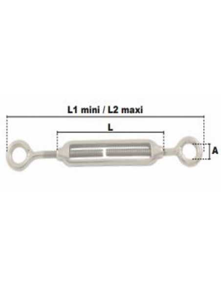 Tendeur inox 2 anneaux                                                                                                                                                                                   QUINCAILLERIE LEVAGE ACCESSOIRES CABLE PRAMAC SAS