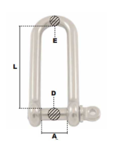 Manille droite longue inox à piton à oeil                                                                                                                                                                QUINCAILLERIE LEVAGE ACCESSOIRES CABLE PRAMAC SAS