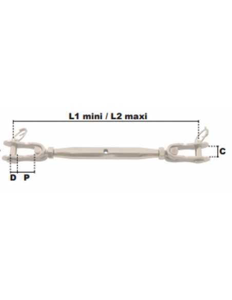 Ridoir inox à 2 chapes articulées                                                                                                                                                                        QUINCAILLERIE LEVAGE ACCESSOIRES CABLE PRAMAC SAS