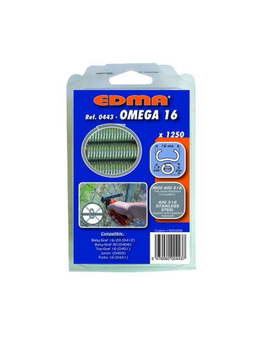 Agrafe pour grillage Omega 16mm                                                                                                                                                                          QUINCAILLERIE OUTILLAGE OUTILLAGE MAIN EDMA SAS