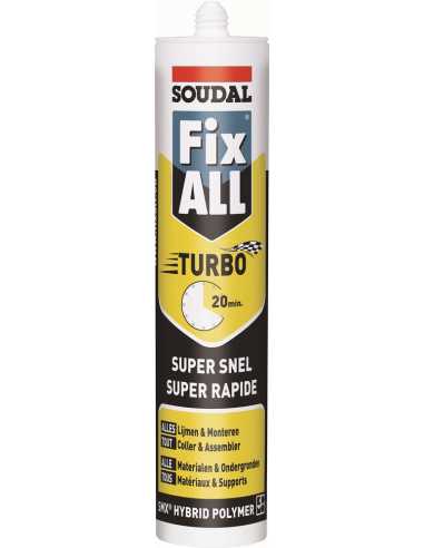 Mastic-colle FIX ALL TURBO                                                                                                                                                                               CONSOMMABLES CONSOMMABLES COLLES SOUDAL SAS