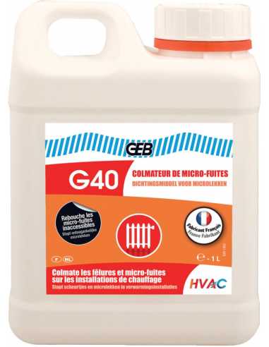 Liquide anti-fuite pour chauffage central G 40                                                                                                                                                           CONSOMMABLES CONSOMMABLES CONSOMMABLE GEB S.A.S.