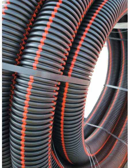 Gaine de protection de câble électrique souterraine rouge                                                                                                                                                PLASTIQUE POUR BATIMENT RESEAU SEC GAINE TPC ELYDAN SAS