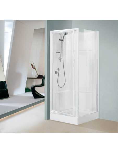 Cabine de douche PLEIN SUD carrée porte pivotante